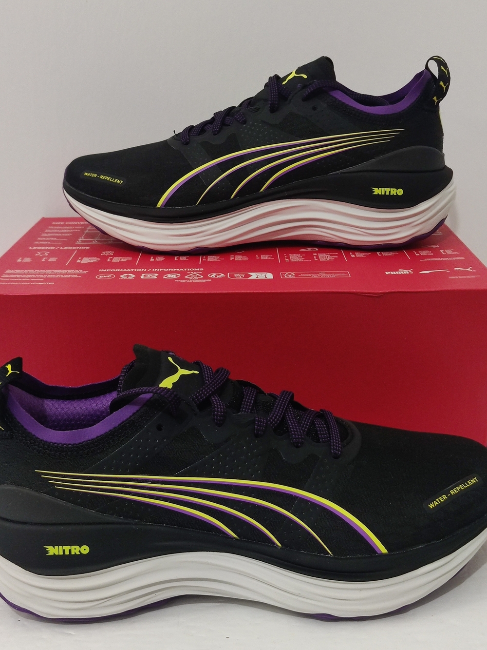Women's- Puma ForeverRun Nitro Winter Black Malachite Yellow 378473 01